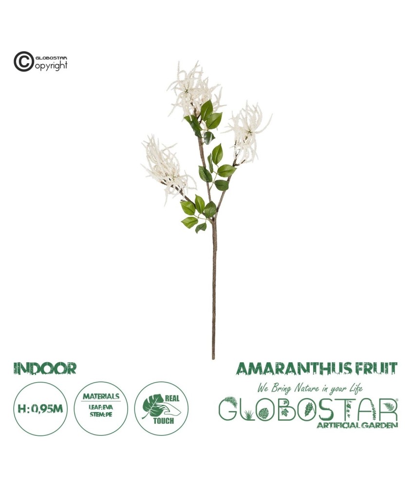 GloboStar® Artificial Garden WHITE AMARANTHUS FRUIT BRANCH 21447 Τεχνητό Διακοσμητικό Κλαδί Λευκός Αμάρανθος Y95cm